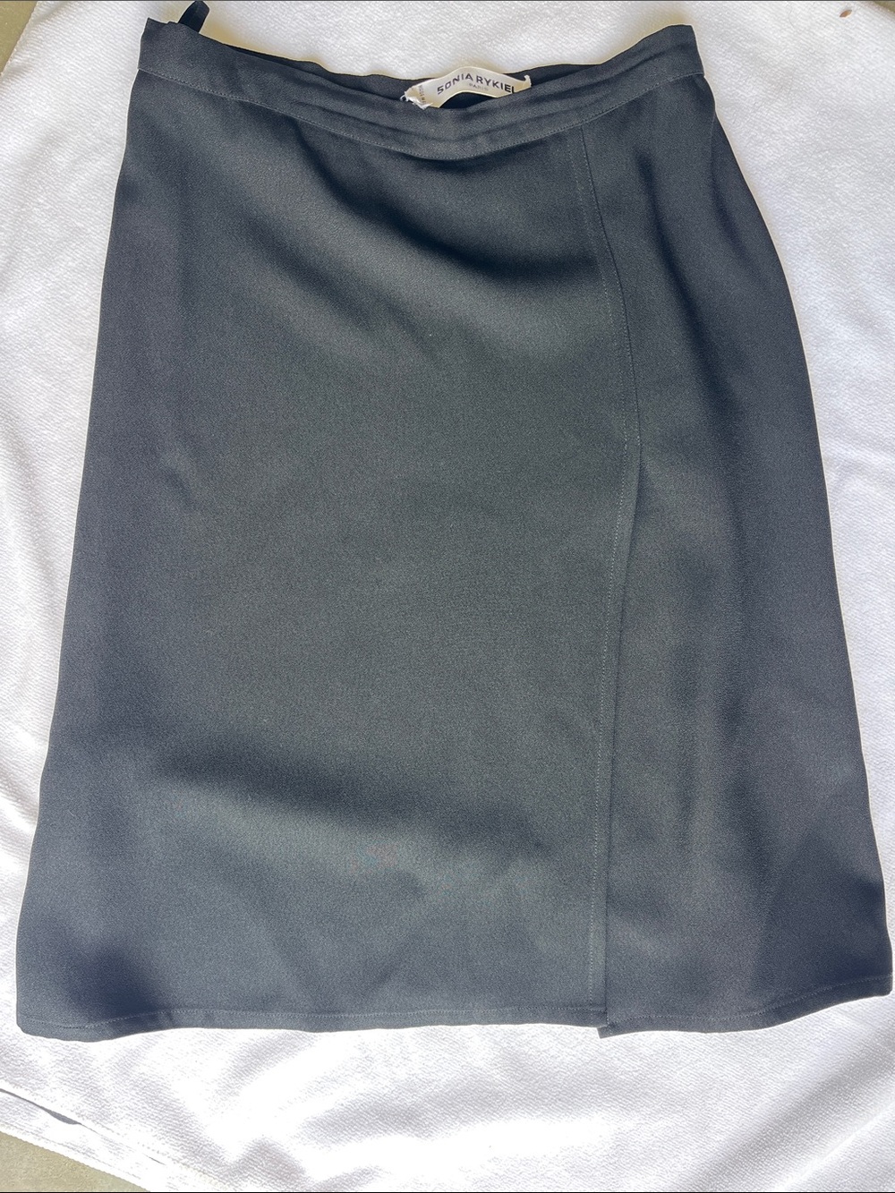 Sonia Rykiel Black Midi A-Line Wrap-Front Skirt